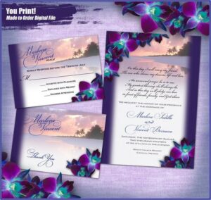 Purple Beach Wedding Invitations