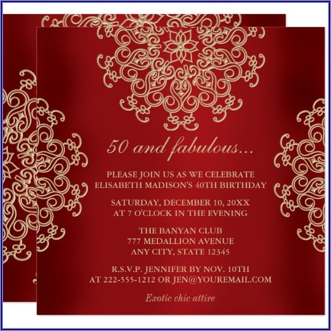 Red And Gold 60th Birthday Invitations
