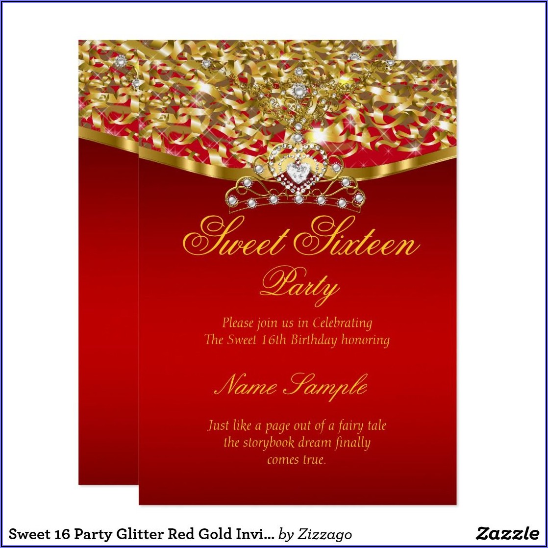 Red And Gold Birthday Invitations