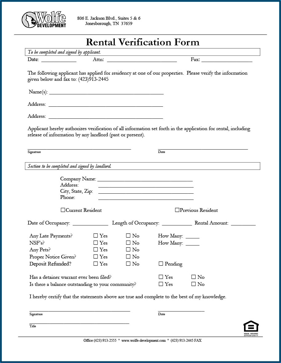 Rental Reference Verification Form