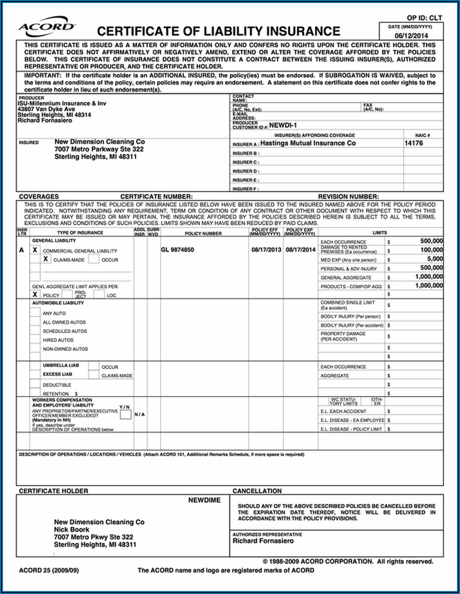 Renters Insurance Acord Form