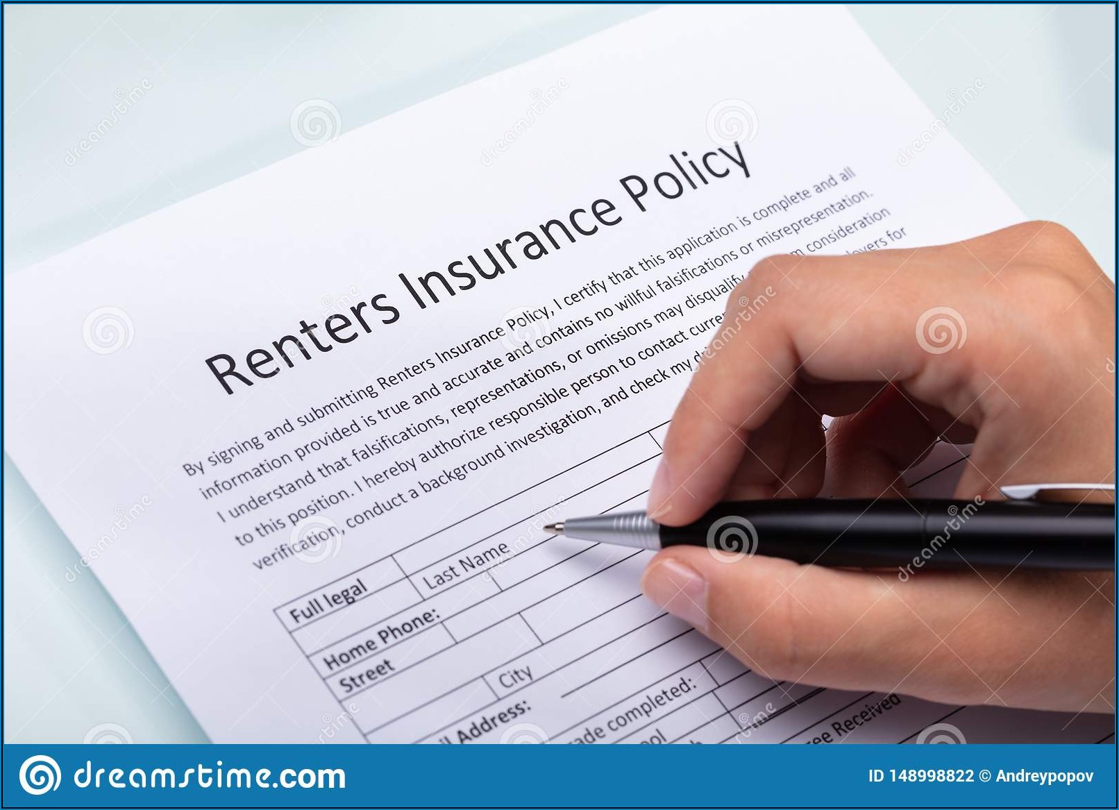Renters Insurance Policy Form