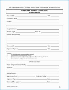 Repair Form Template