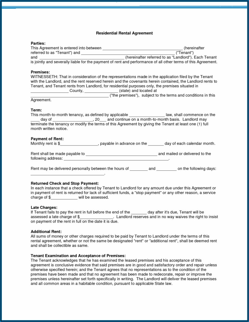 Residential Lease Agreement Form Texas