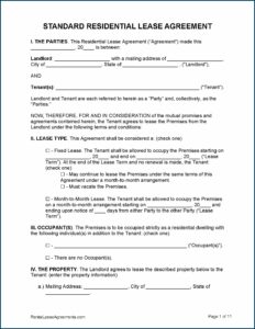 Residential Lease Agreement Format India