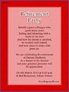 Retirement Party Invitation Messages