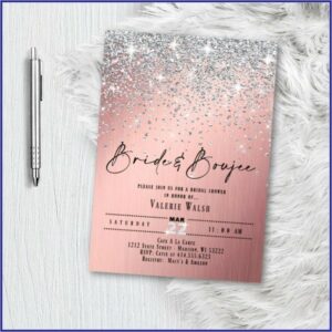 Rose Gold Glitter Bridal Shower Invitations