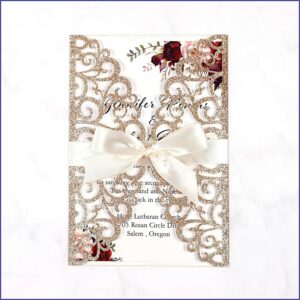 Rose Gold Glitter Wedding Invitations