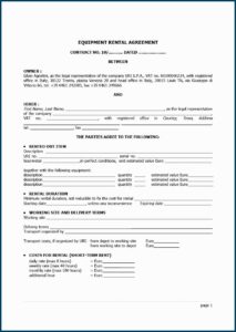 Short For Equipment Lease Agreement