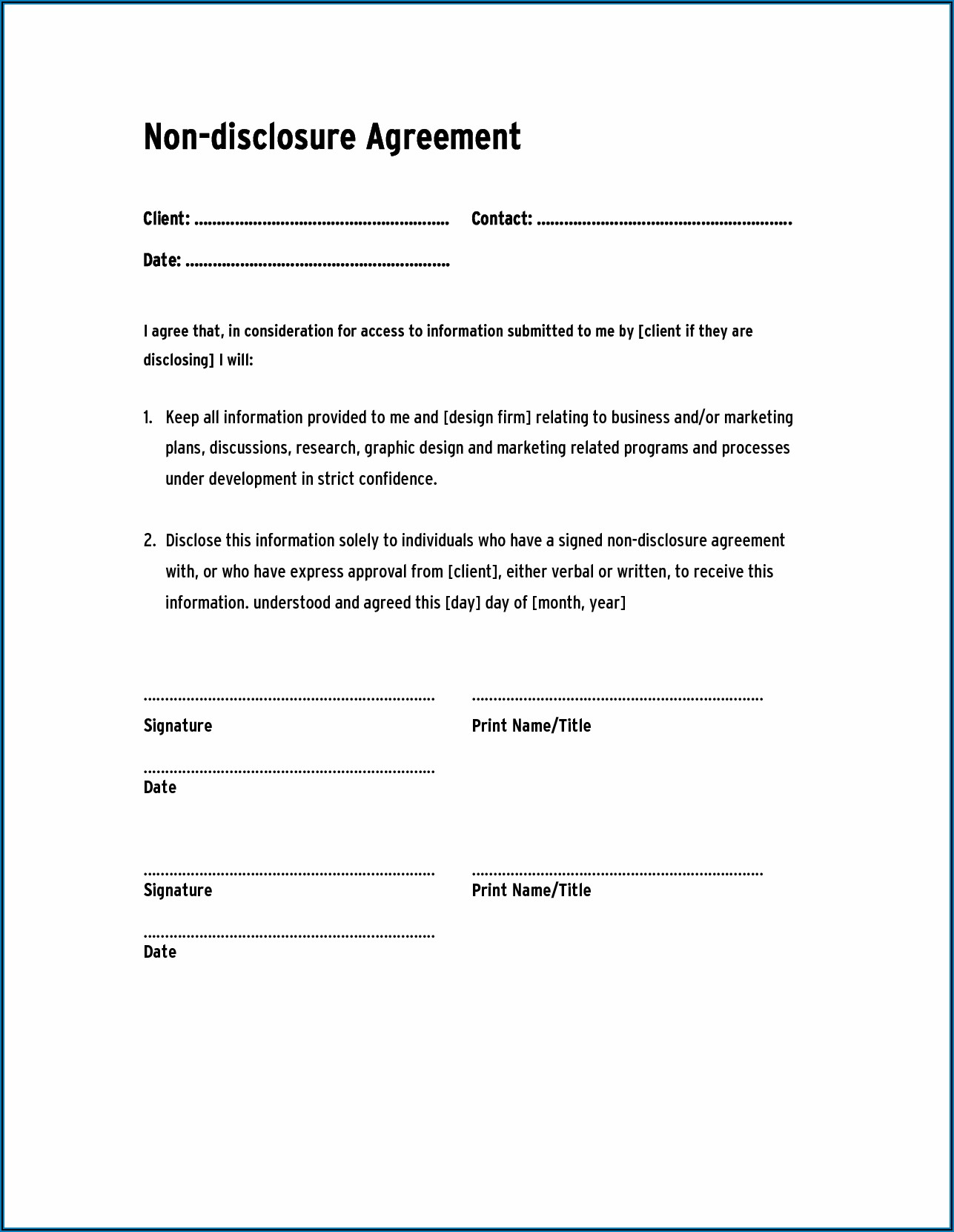 Simple Confidentiality Agreement Template Word Uk