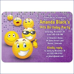 Smiley Face Emoji Birthday Invitations