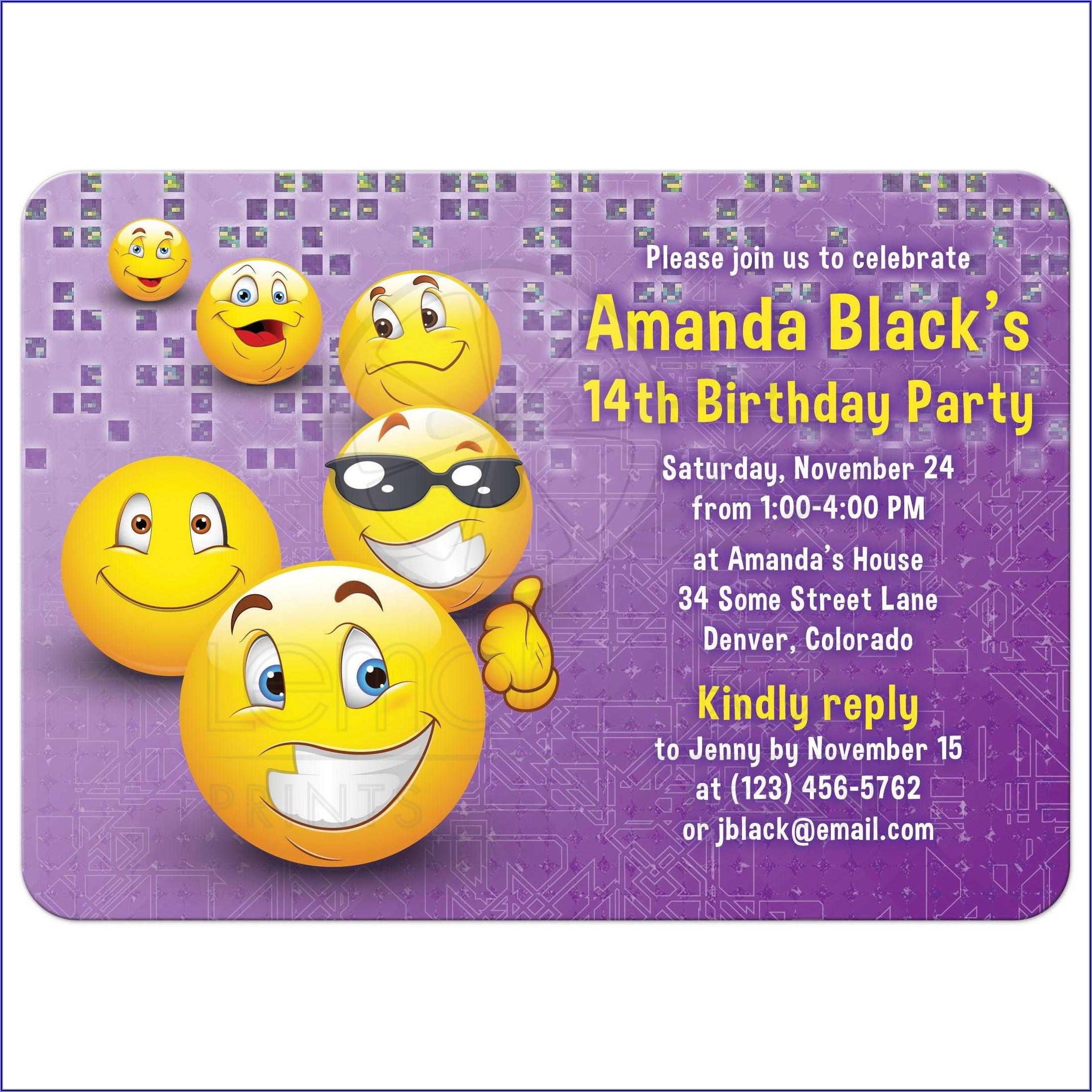 Smiley Face Emoji Birthday Invitations