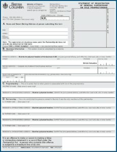 Sole Proprietorship Registration Form Bc