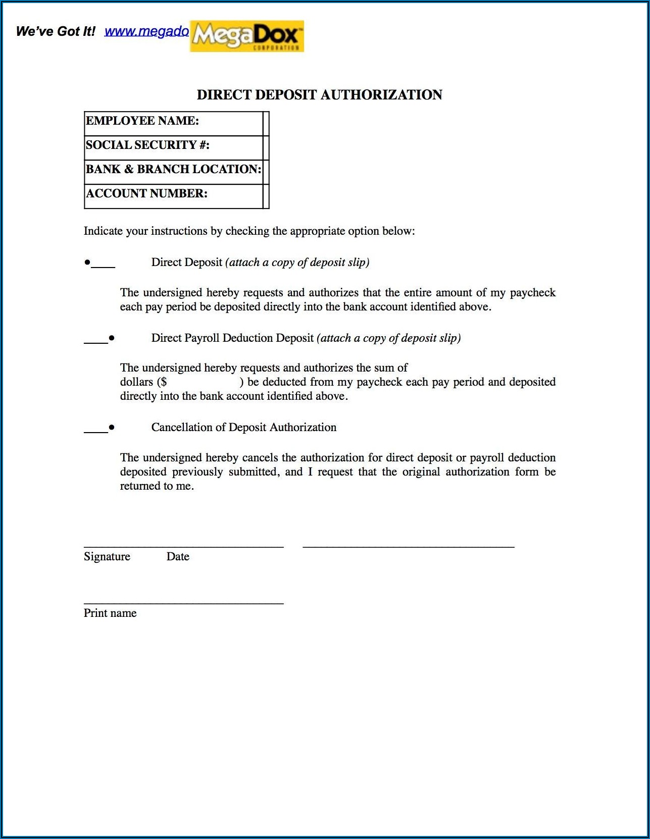 State Of Maryland Payroll Direct Deposit Authorization Form