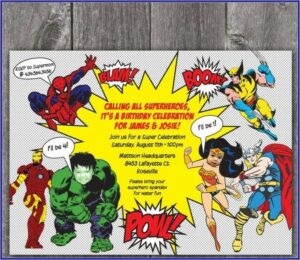 Superhero Birthday Invitation Wording