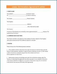 Termination Of Rental Agreement Format