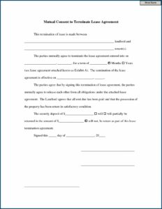 Termination Of Rental Lease Form