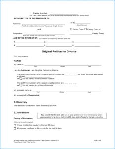 Texas Counter Petition For Divorce Form
