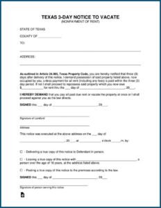 Texas Notice To Quit Form