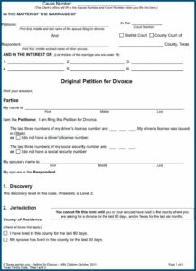 Texas Petition For Divorce Forms Free