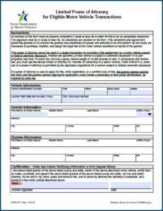 Texas Title Transfer Power Of Attorney Form