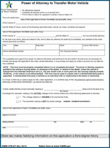 Transfer Power Of Attorney Form