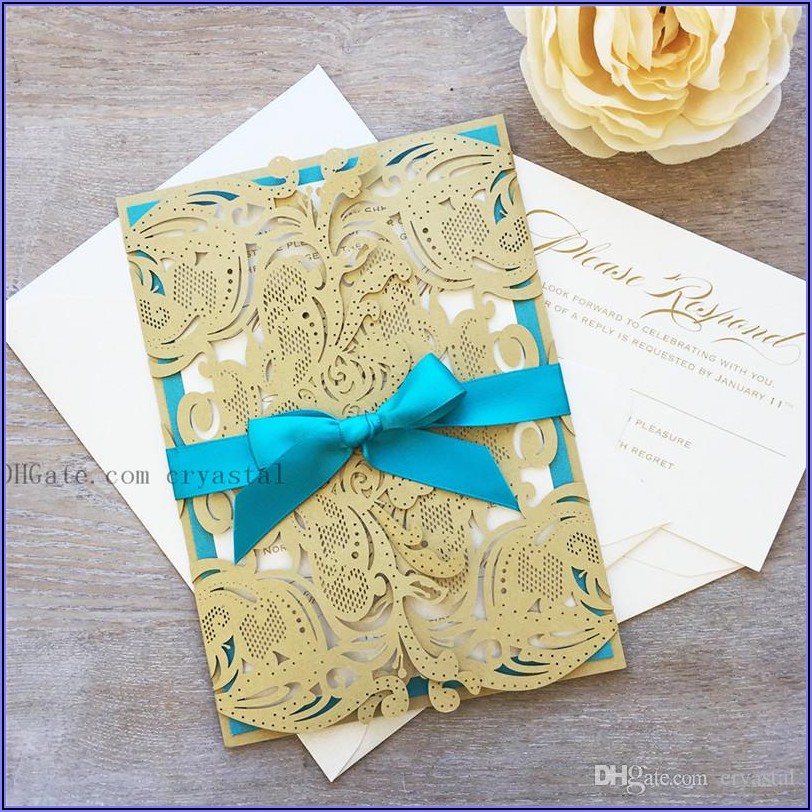 Turquoise And Yellow Wedding Invitations