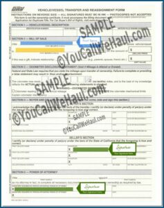 Vehicle Transfer And Reassignment Form Power Of Attorney