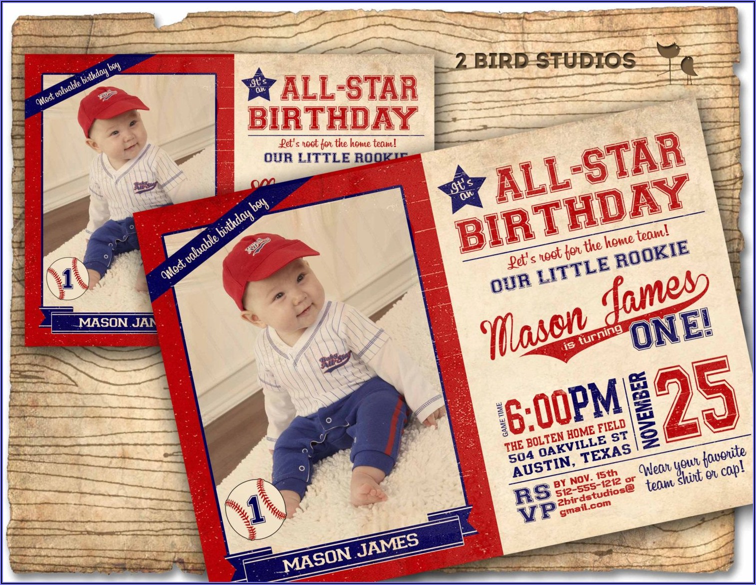 Vintage Baseball Birthday Invitations
