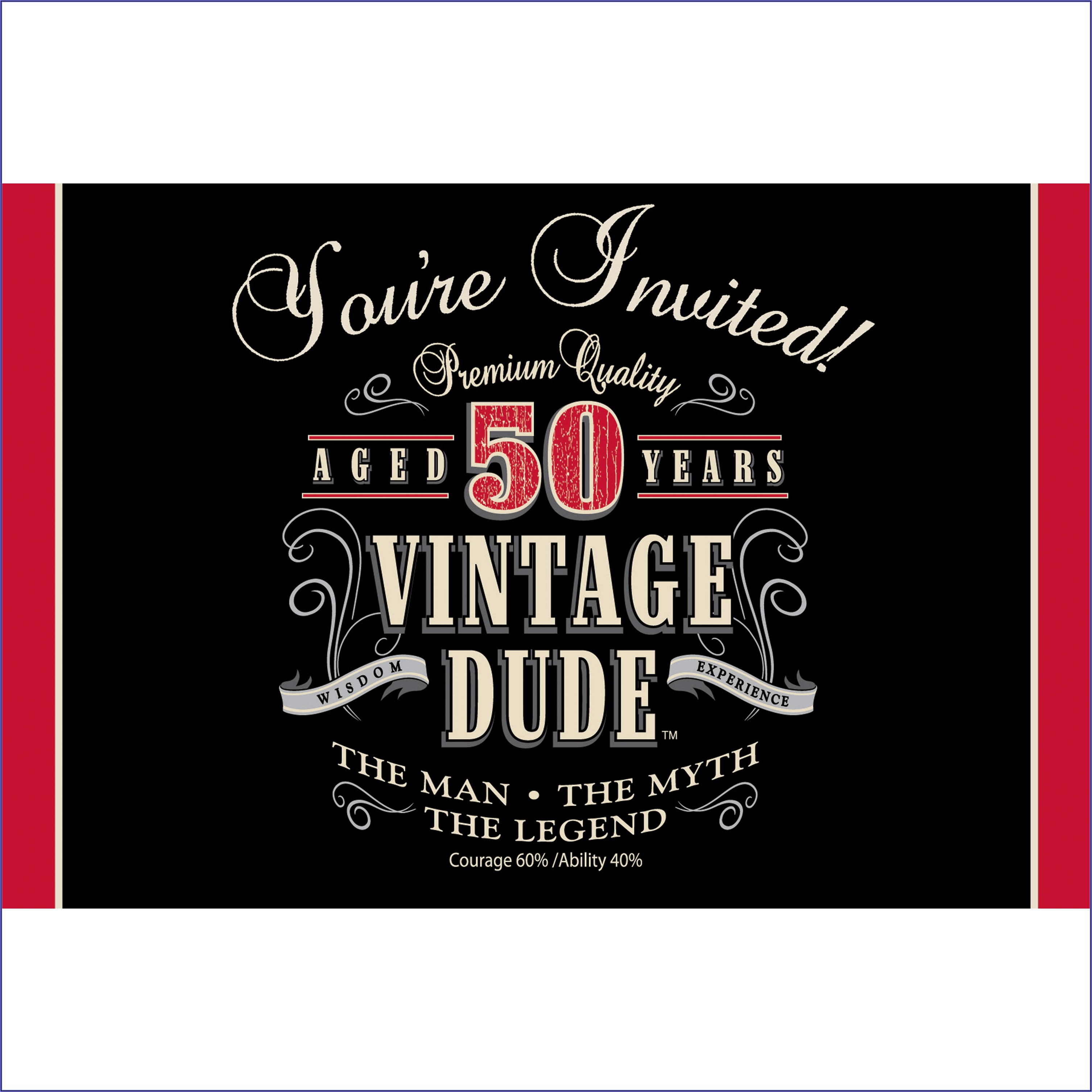 Vintage Dude 50th Birthday Invitations