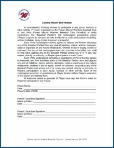 Waiver And Release Form
