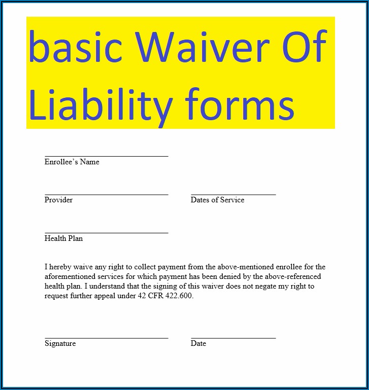 Waiver And Release Form Example