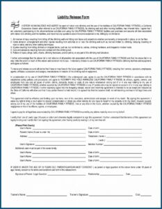 Waiver And Release Form For Gym
