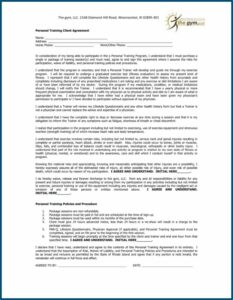 Waiver And Release Form Personal Training
