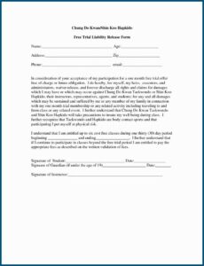 Waiver And Release Form Template