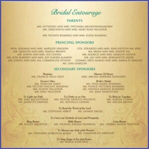 Wedding Invitation Bridal Entourage Sample