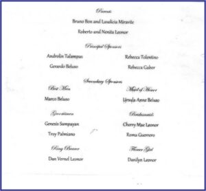 Wedding Invitation Entourage Sample