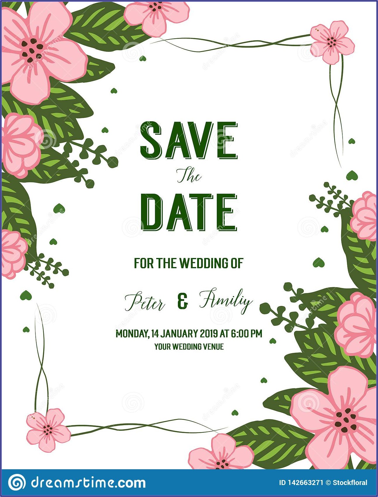 Wedding Invitation Pink Background Design