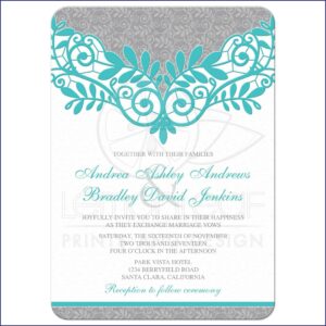 Wedding Invitations Turquoise And Silver