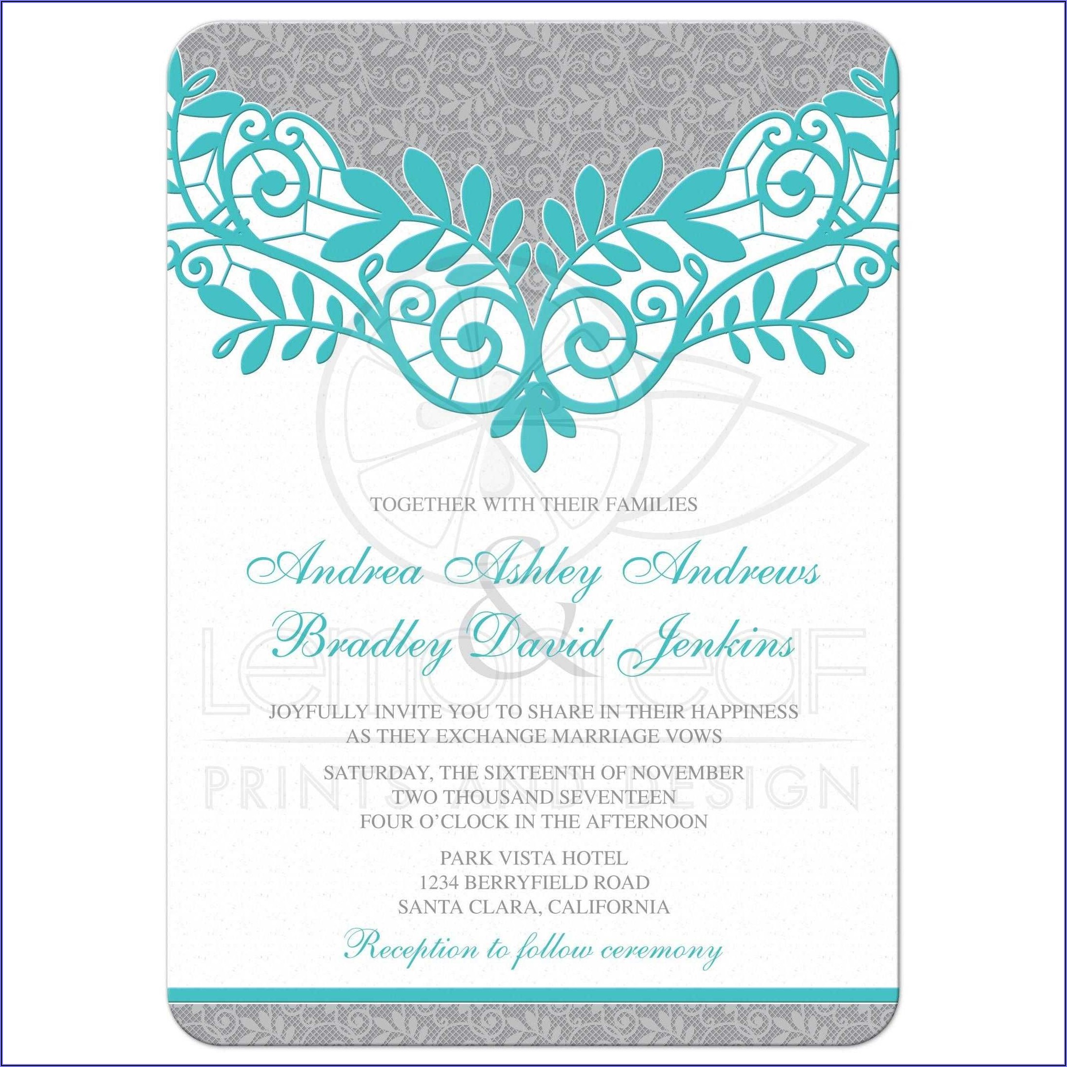 Wedding Invitations Turquoise And Silver