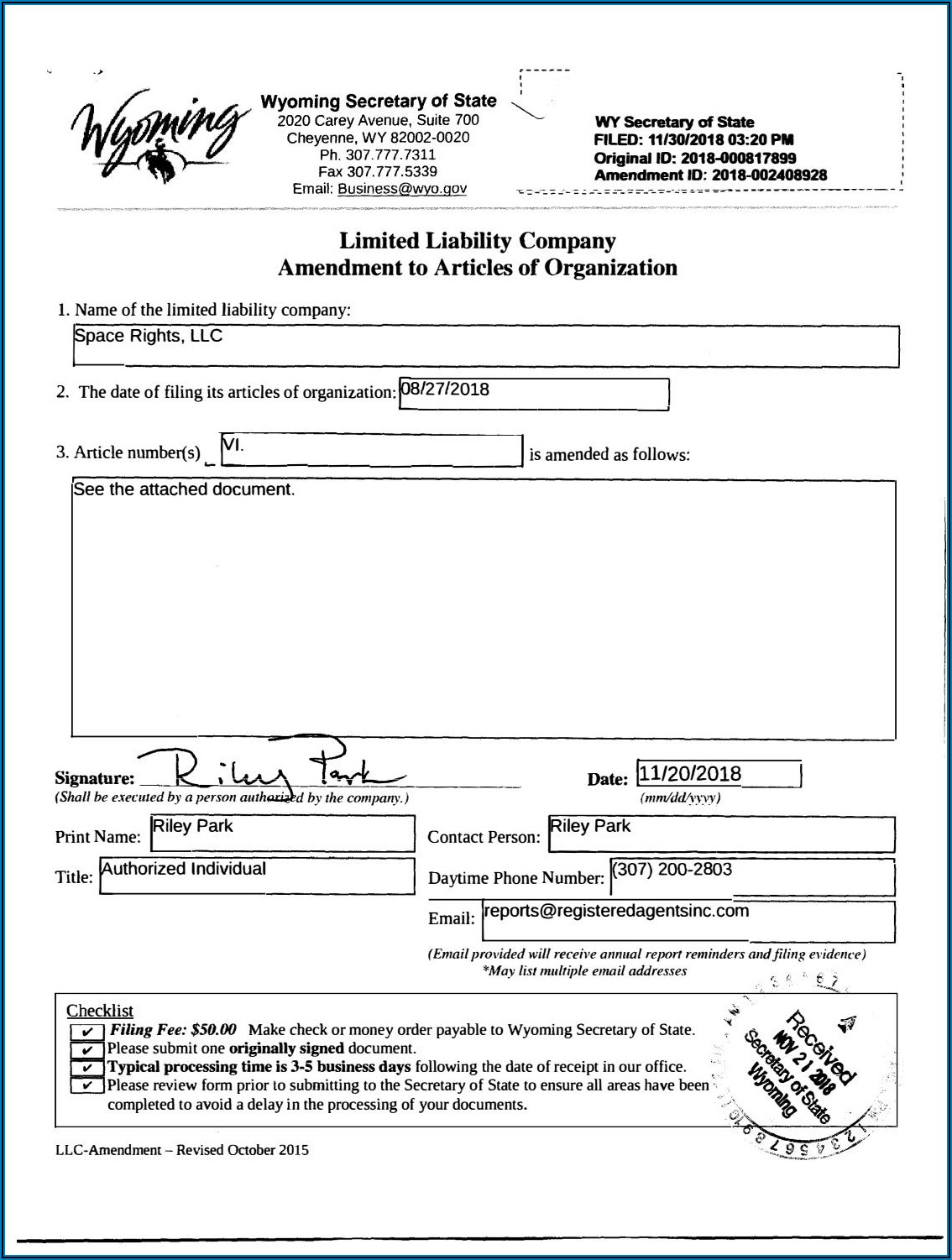 Wyoming Secretary Of State Llc Forms