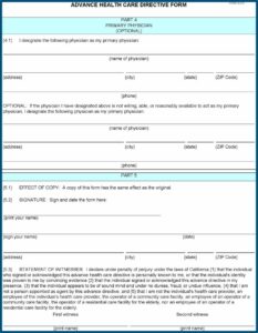 Advance Care Directive Form California