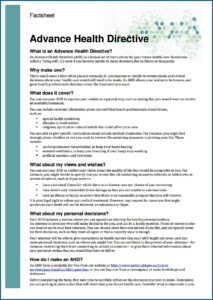 Advance Healthcare Directive Form Queensland