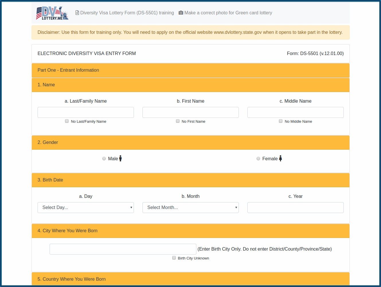 American Free Visa Lottery Form