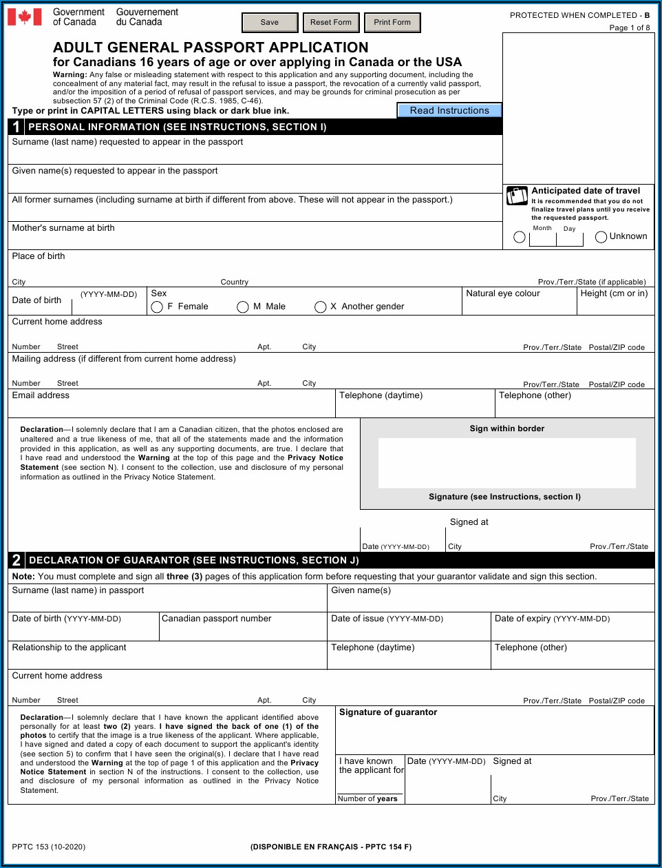 Application Form To Renew Canadian Passport