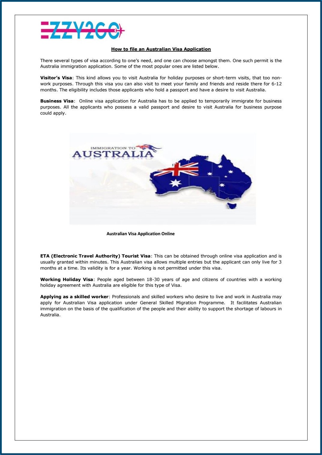 Australia Visa Form 1418