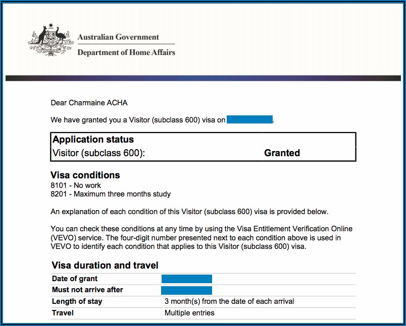 Australian Visa Application Form 600