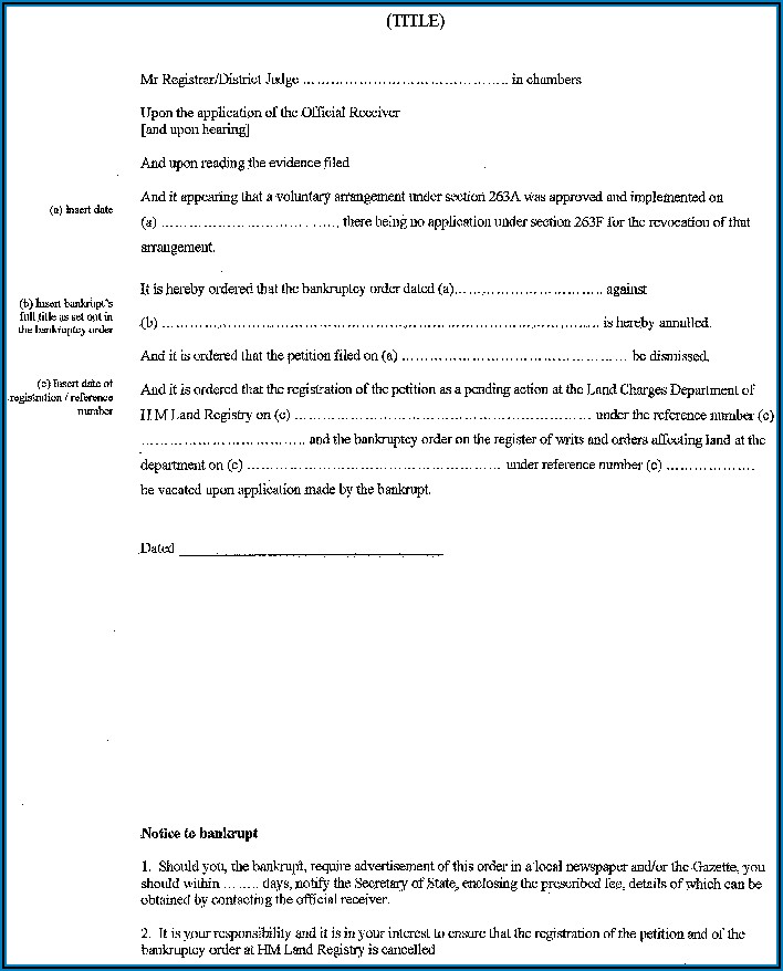 Bankruptcy Annulment Application Form