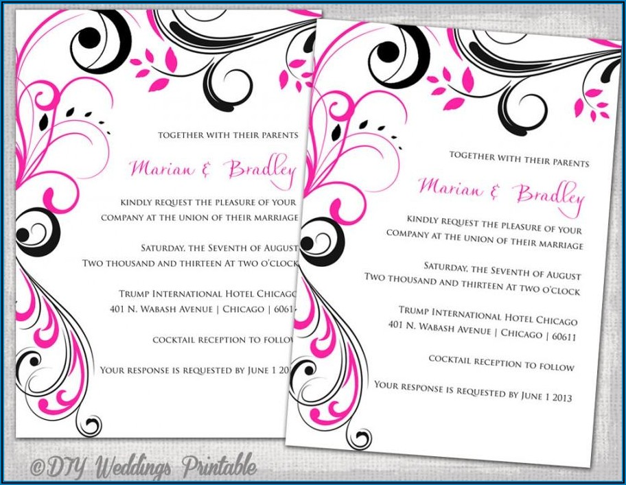 Black And Pink Wedding Invitations