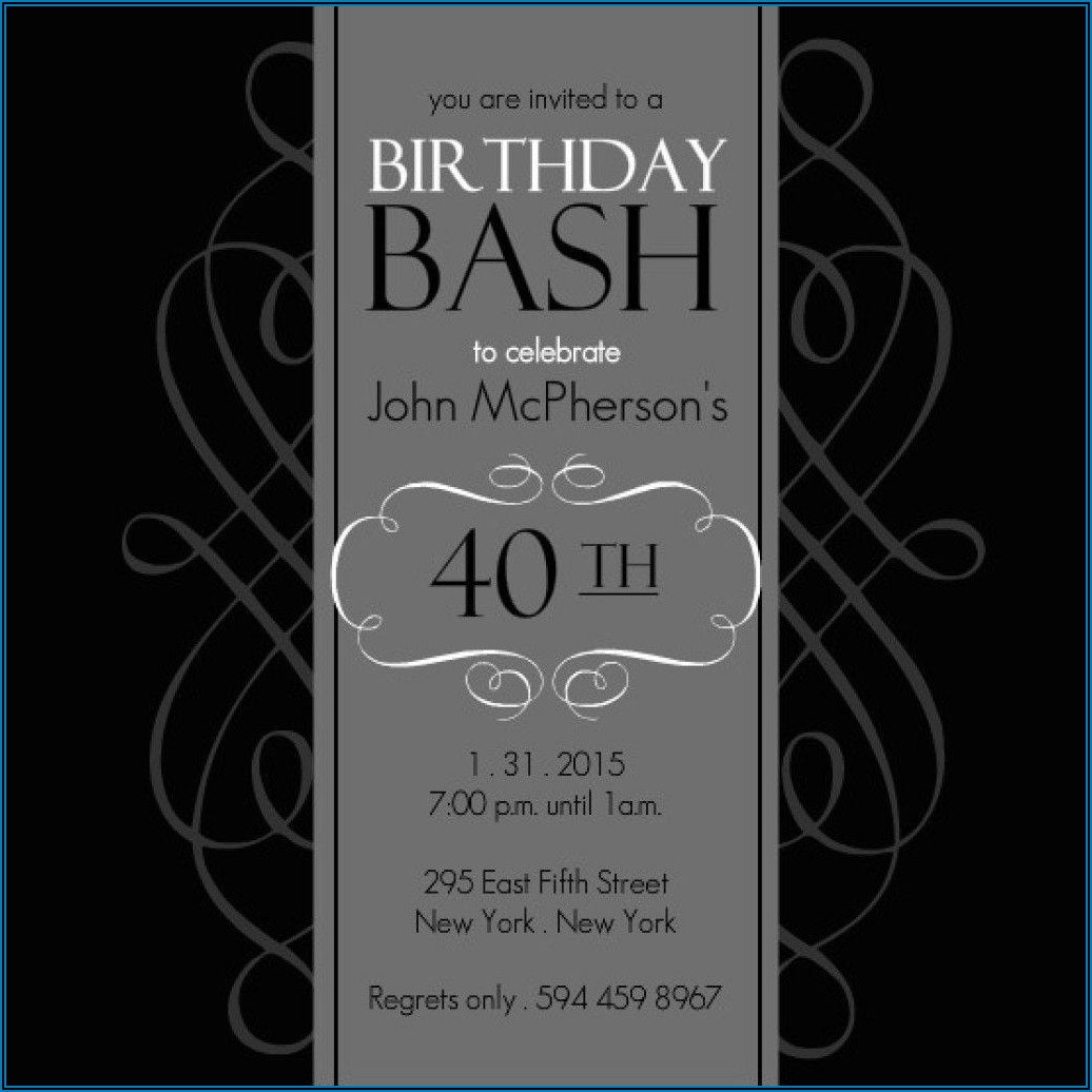 Black And Silver Birthday Invitations Templates